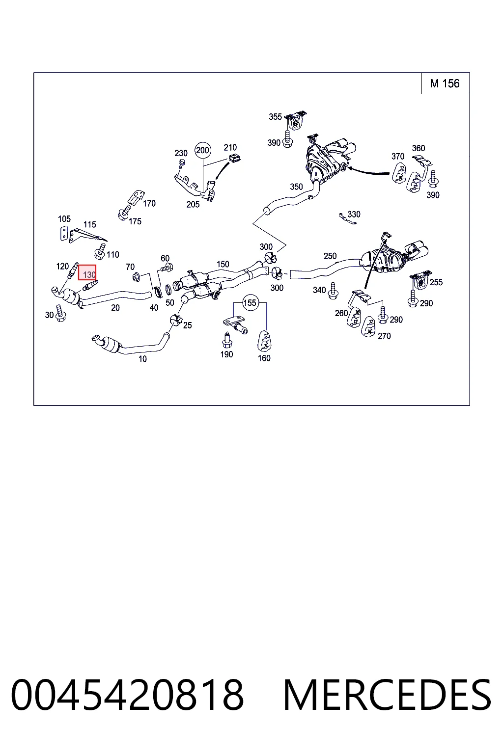 0045420818 Mercedes Sonda lambda, sensor esquerdo de oxigênio depois de catalisador