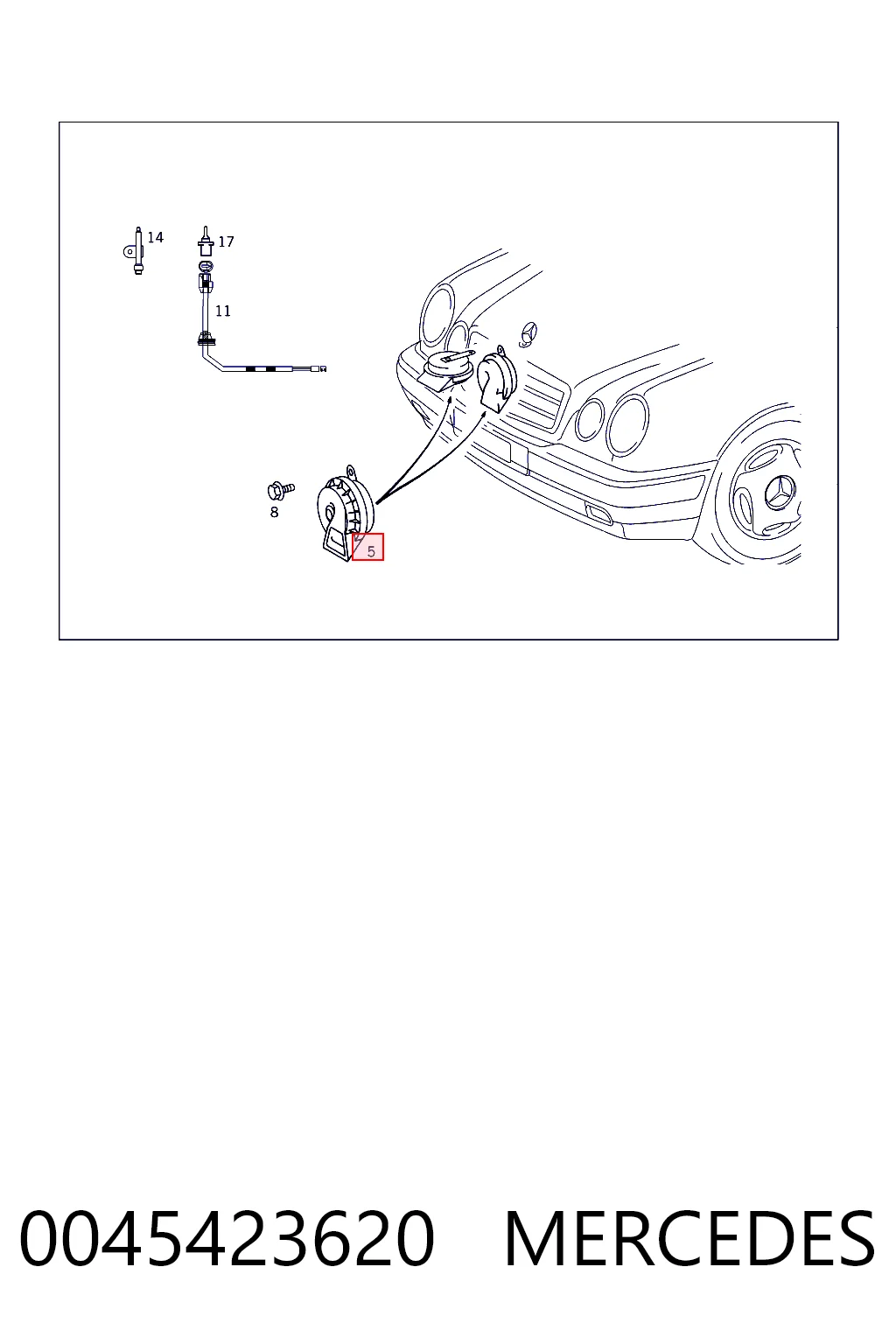0045423620 Mercedes Sinal sonoro (cláxon)