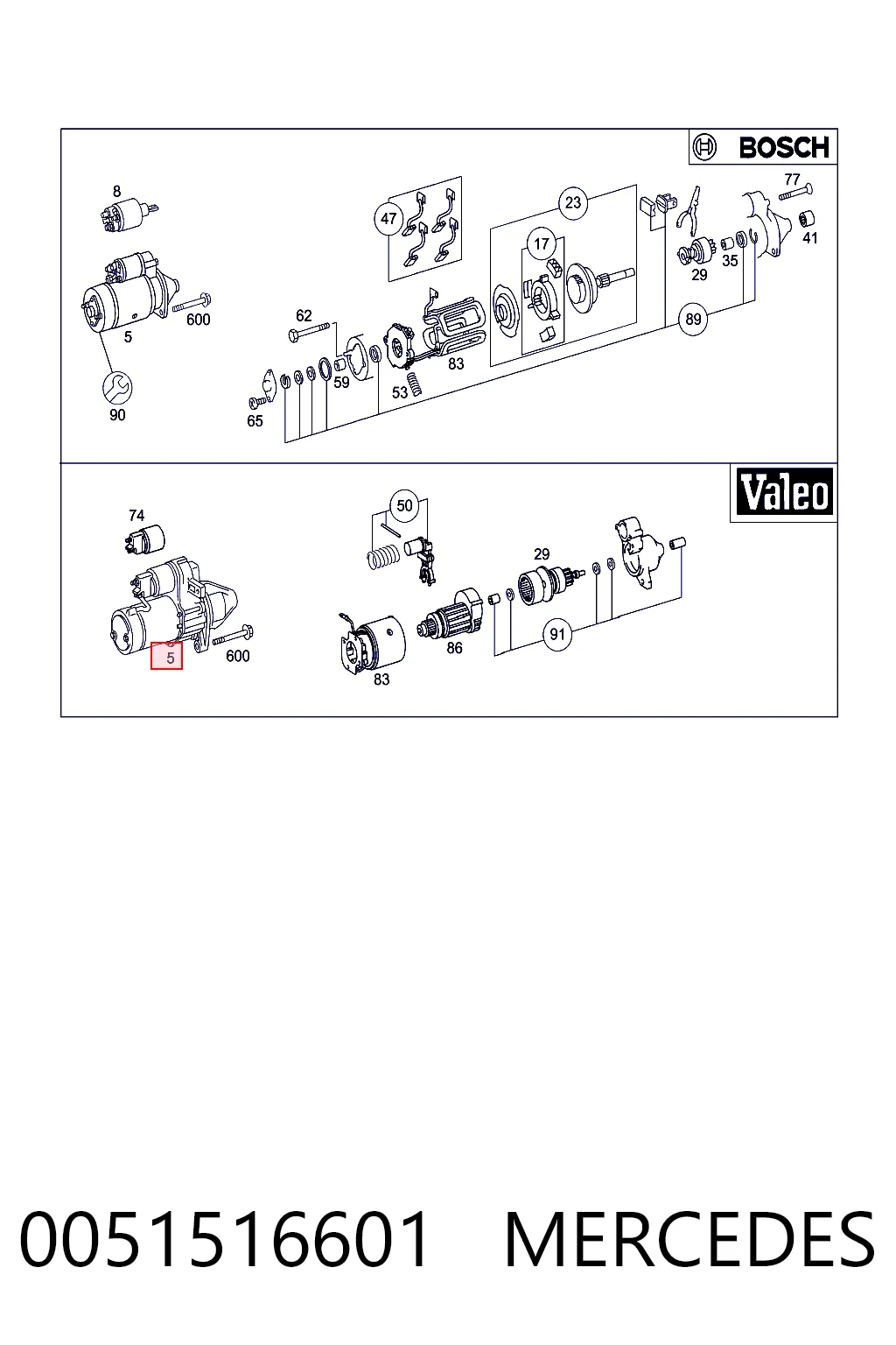 0051516601 Mercedes Motor de arranco