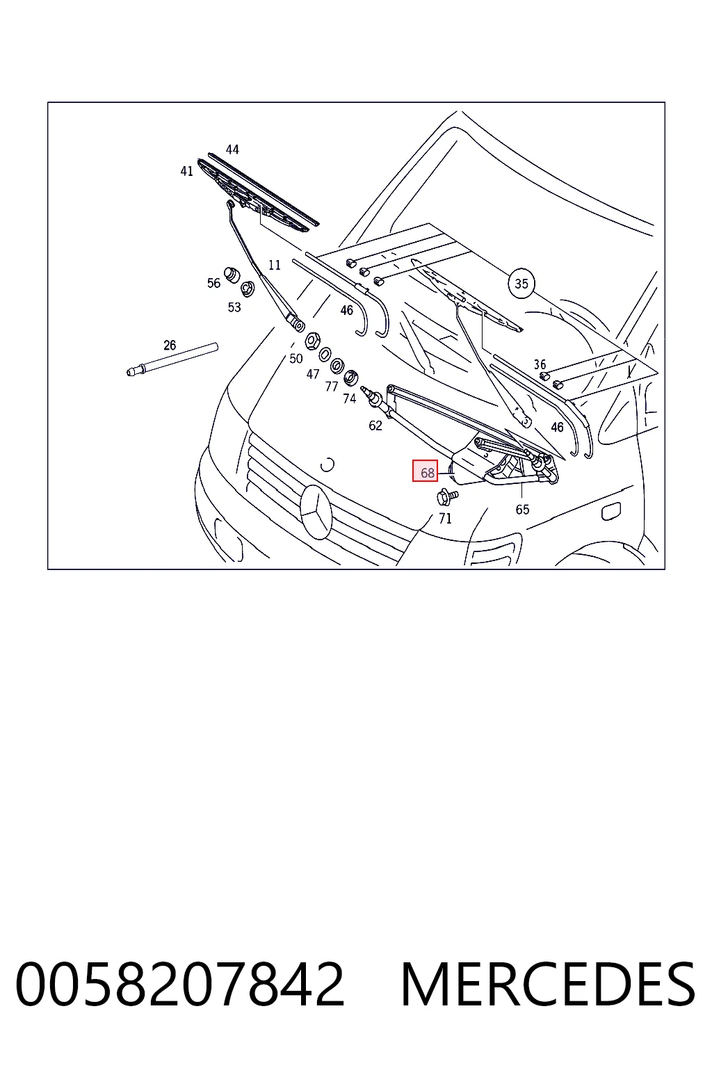 Motor de limpador pára-brisas do pára-brisas para Mercedes Vito I 638