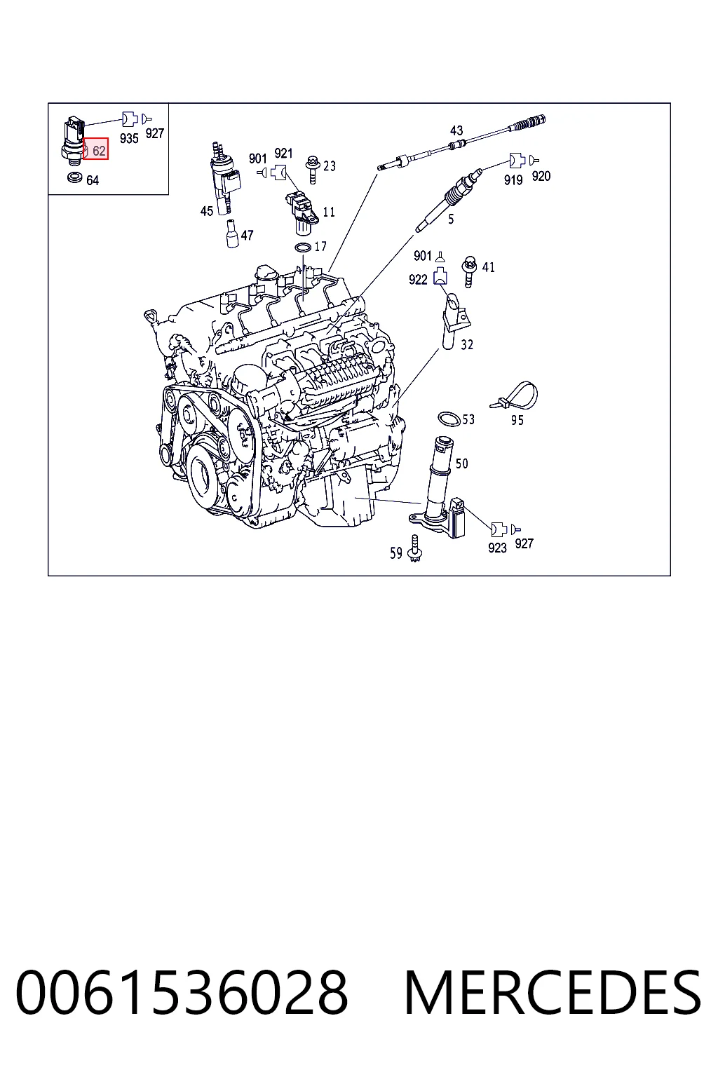 0061536028 Mercedes Sensor de pressão dos gases de escape