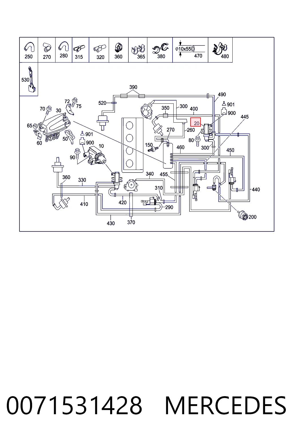 0071531428 Mercedes Convertidor de pressão (solenoide) de supercompressão