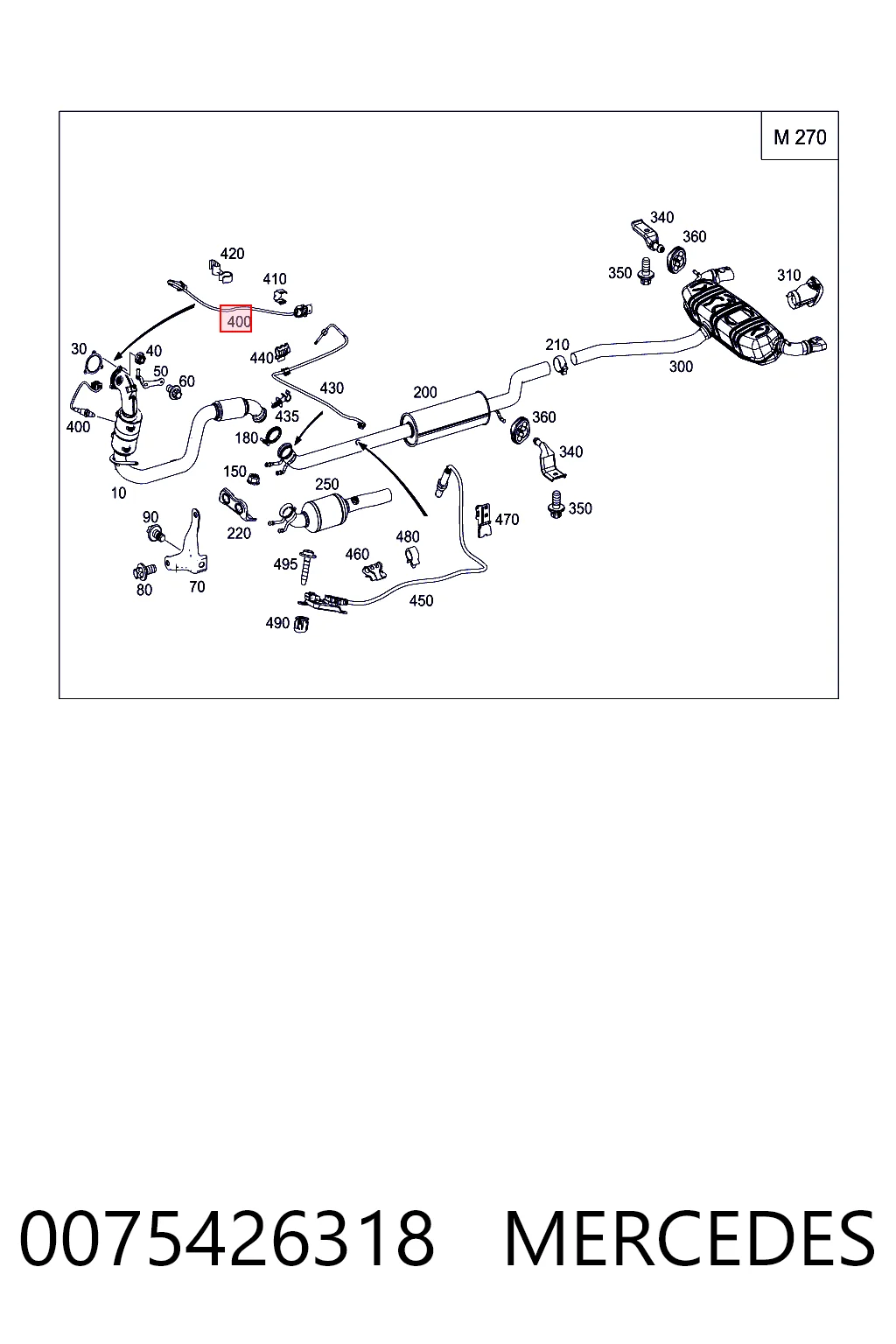 0075426318 Mercedes Sonda lambda, sensor esquerdo de oxigênio depois de catalisador