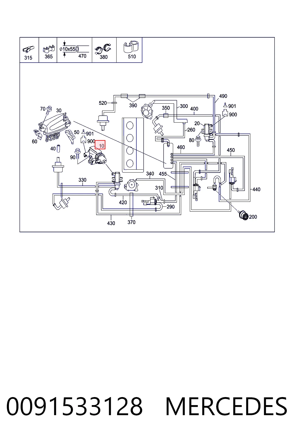 0091533128 Mercedes Convertidor de pressão (solenoide) de supercompressão