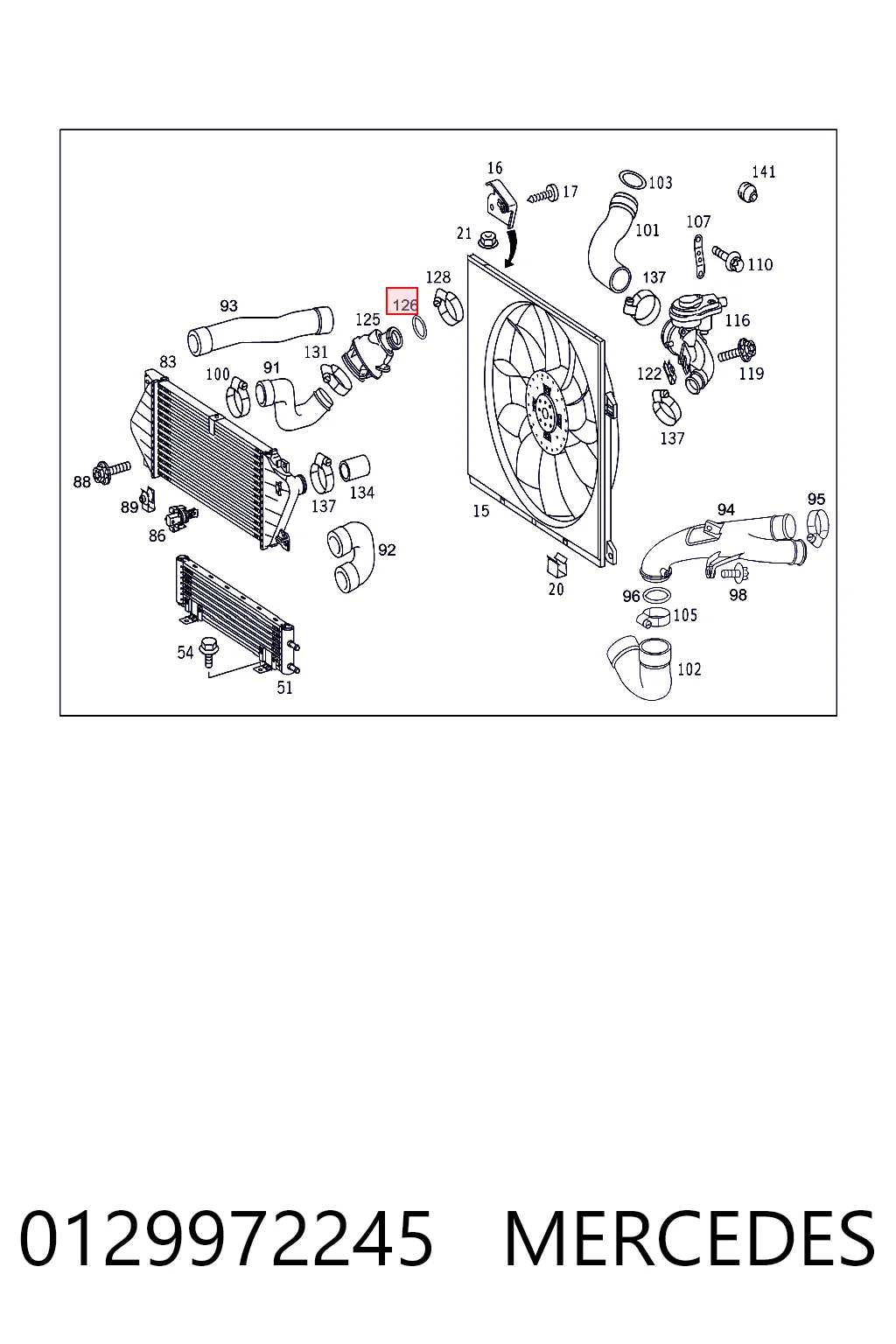 0129972245 Mercedes Anel de cano derivado de turbina, de ar comprimido