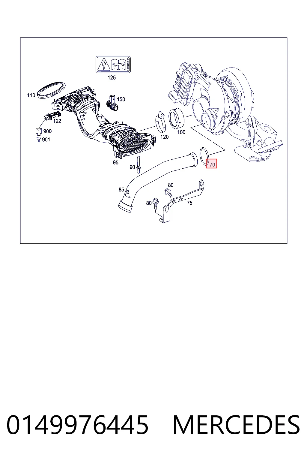 0149976445 Mercedes Anel de cano derivado de turbina, de ar comprimido
