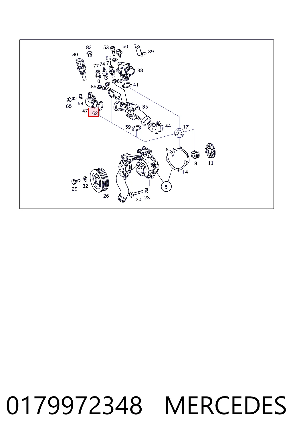 0179972348 Mercedes Vedante de termostato