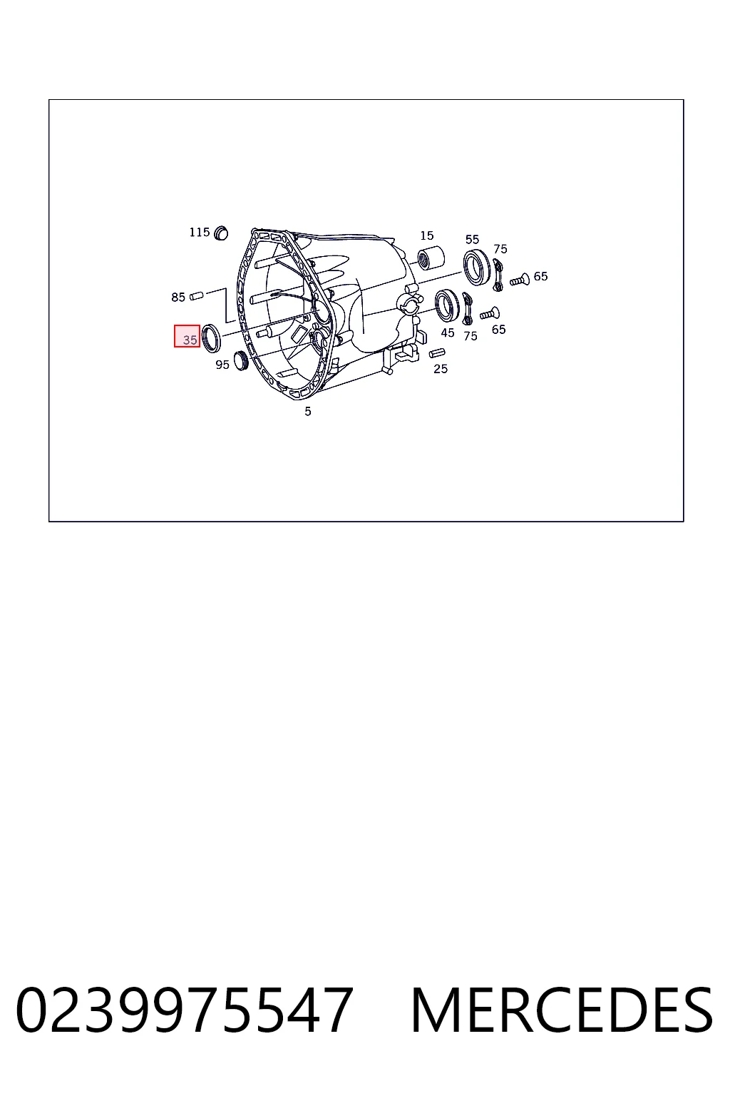 0239975547 Mercedes Vedação da Caixa Automática de Mudança (de árvore de saída/primária)