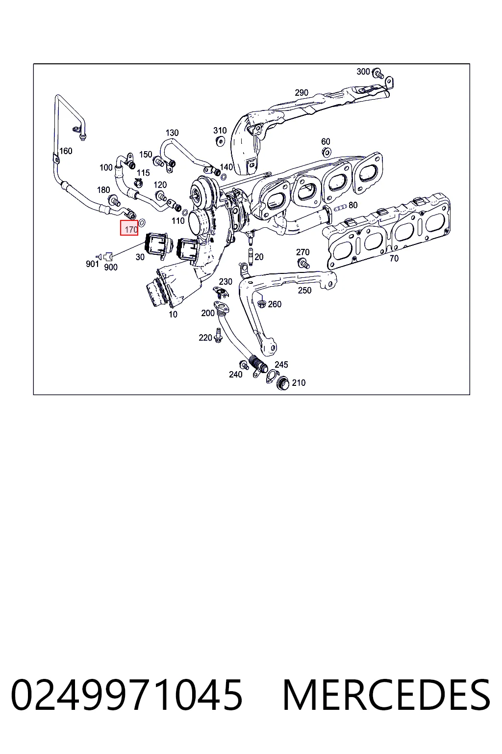 0249971045 Mercedes Vedante de mangueira de fornecimento de óleo de turbina
