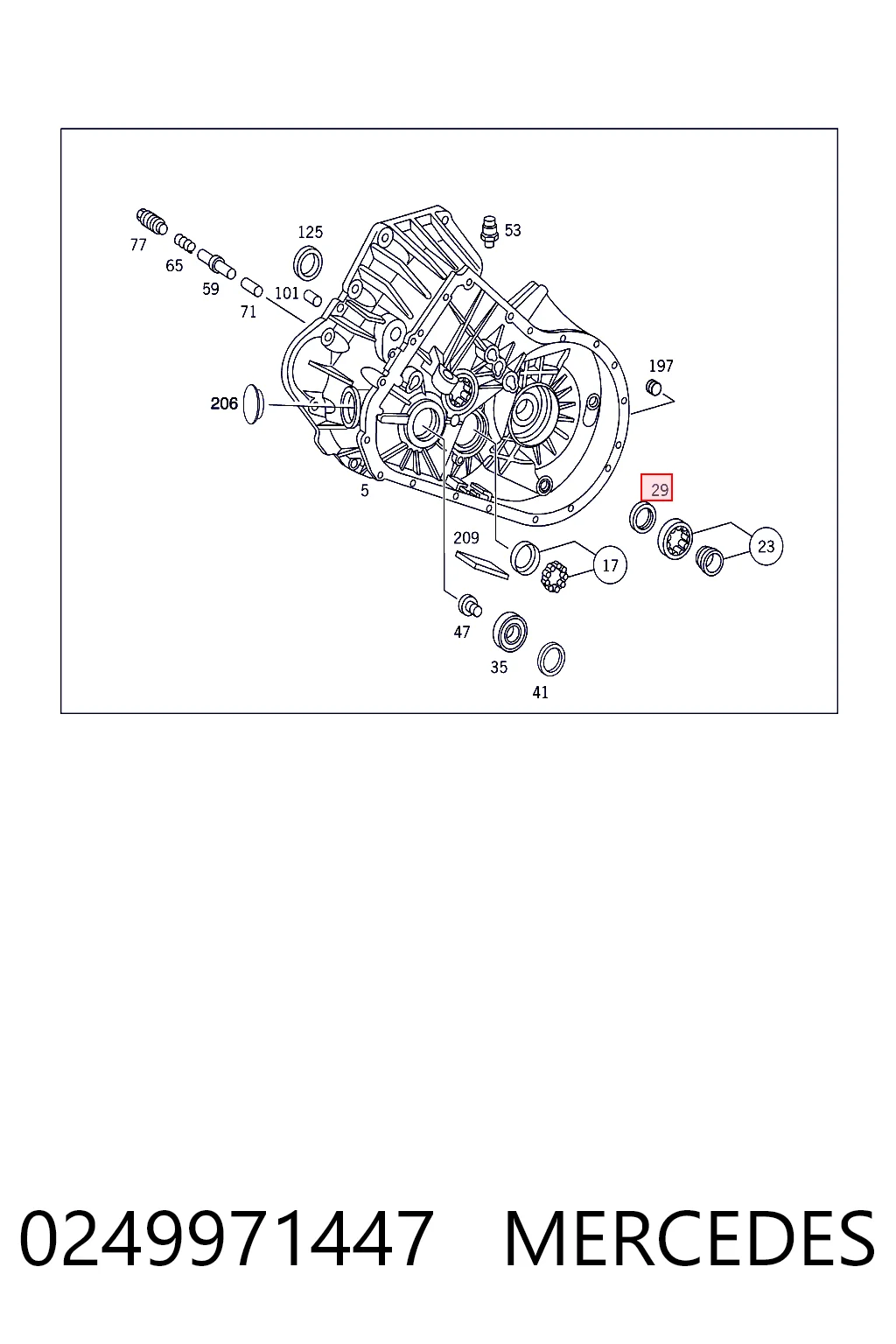 0249971447 Mercedes Vedação da Caixa Automática de Mudança (de árvore de saída/primária)