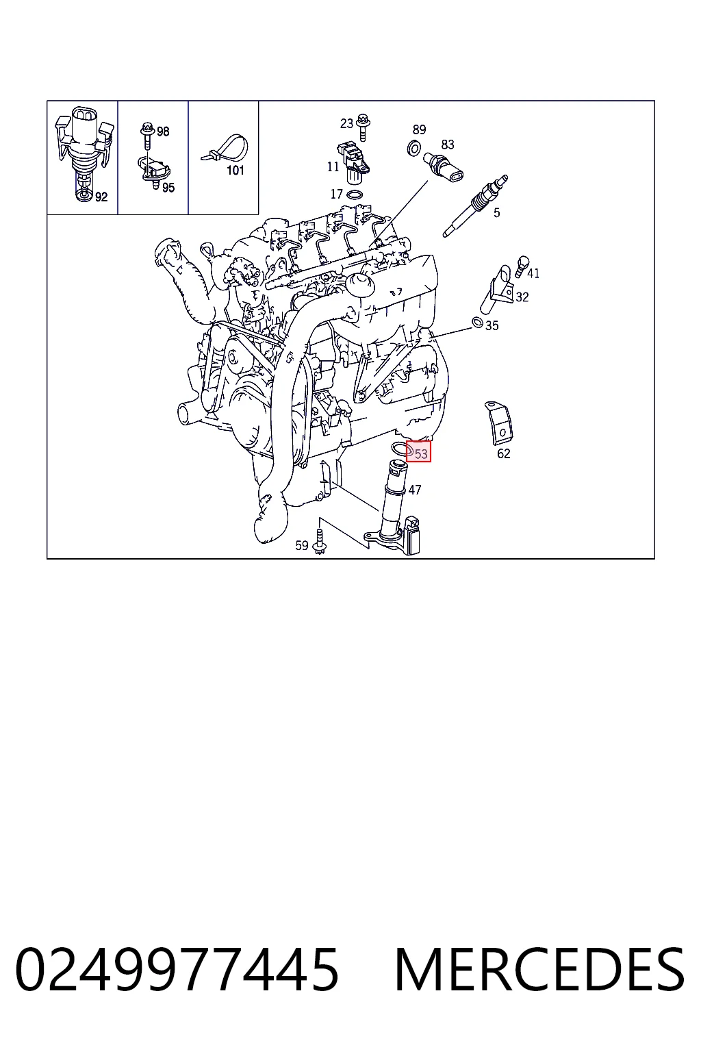 0249977445 Mercedes Vedante anular de sensor do nível de óleo