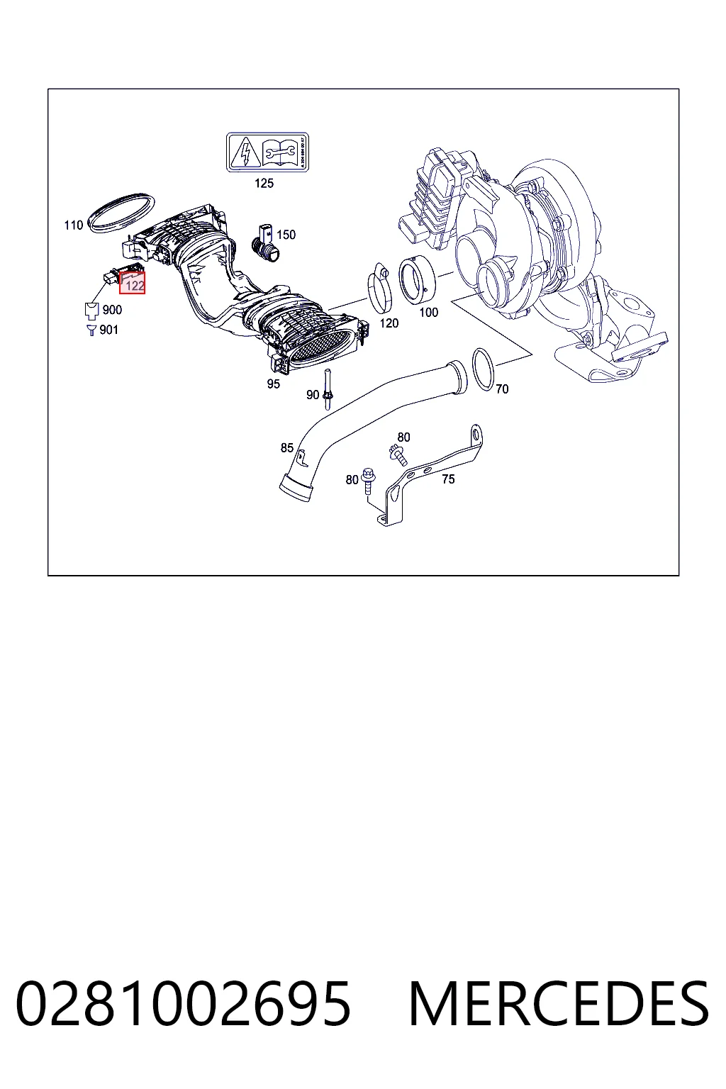 0281002695 Mercedes Sensor de fluxo (consumo) de ar, medidor de consumo M.A.F. - (Mass Airflow)