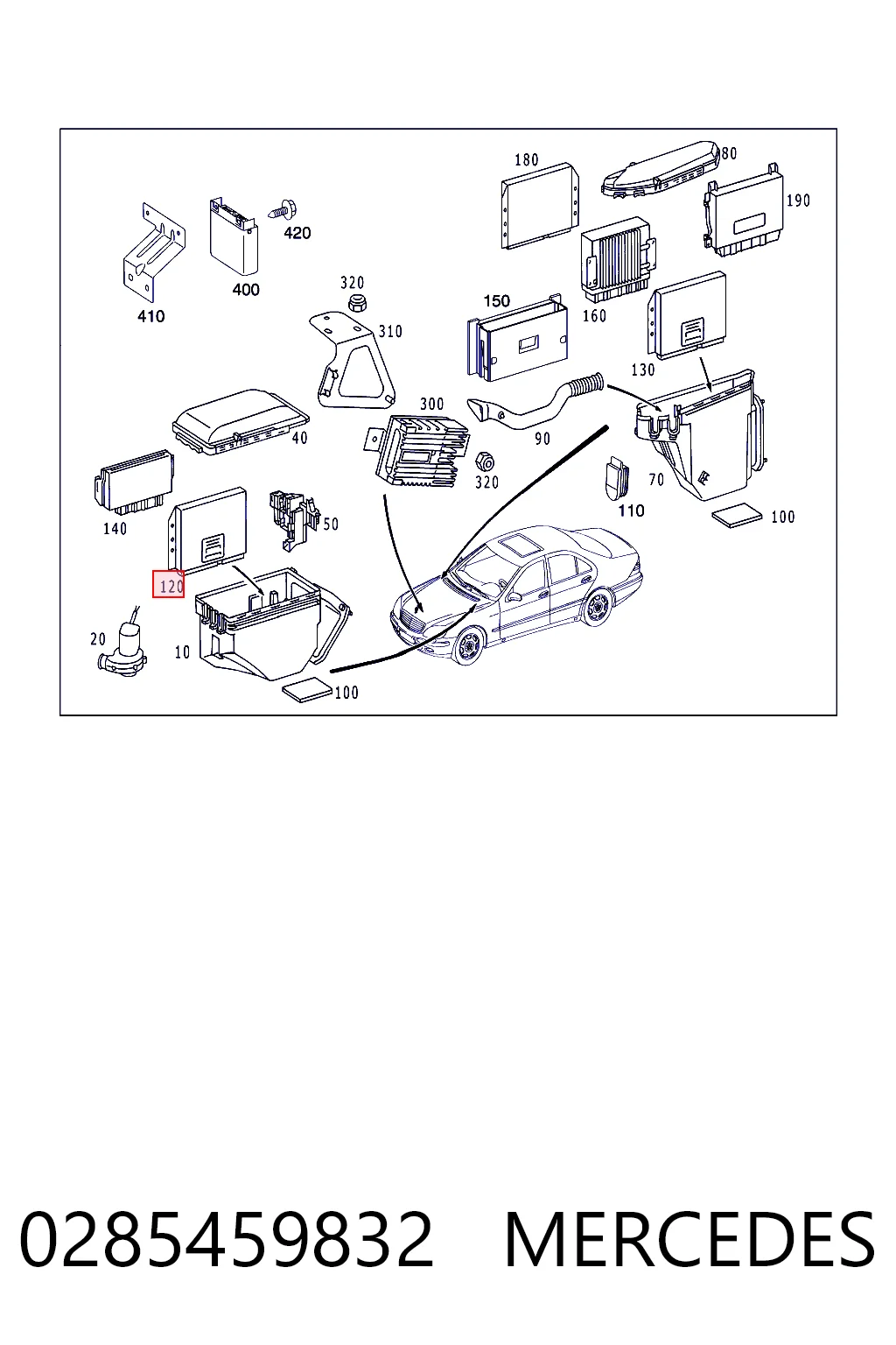 Unidade de dispositivos de segurança Mercedes S  W220