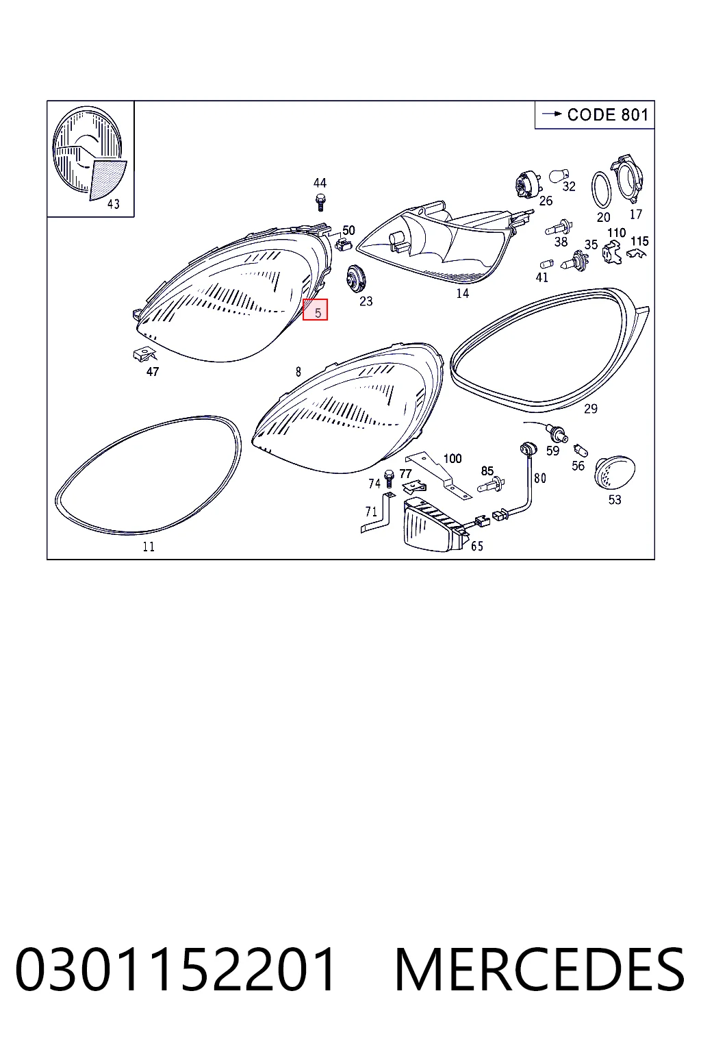 Luz esquerda Mercedes A preço, a partir de 9,40 USD