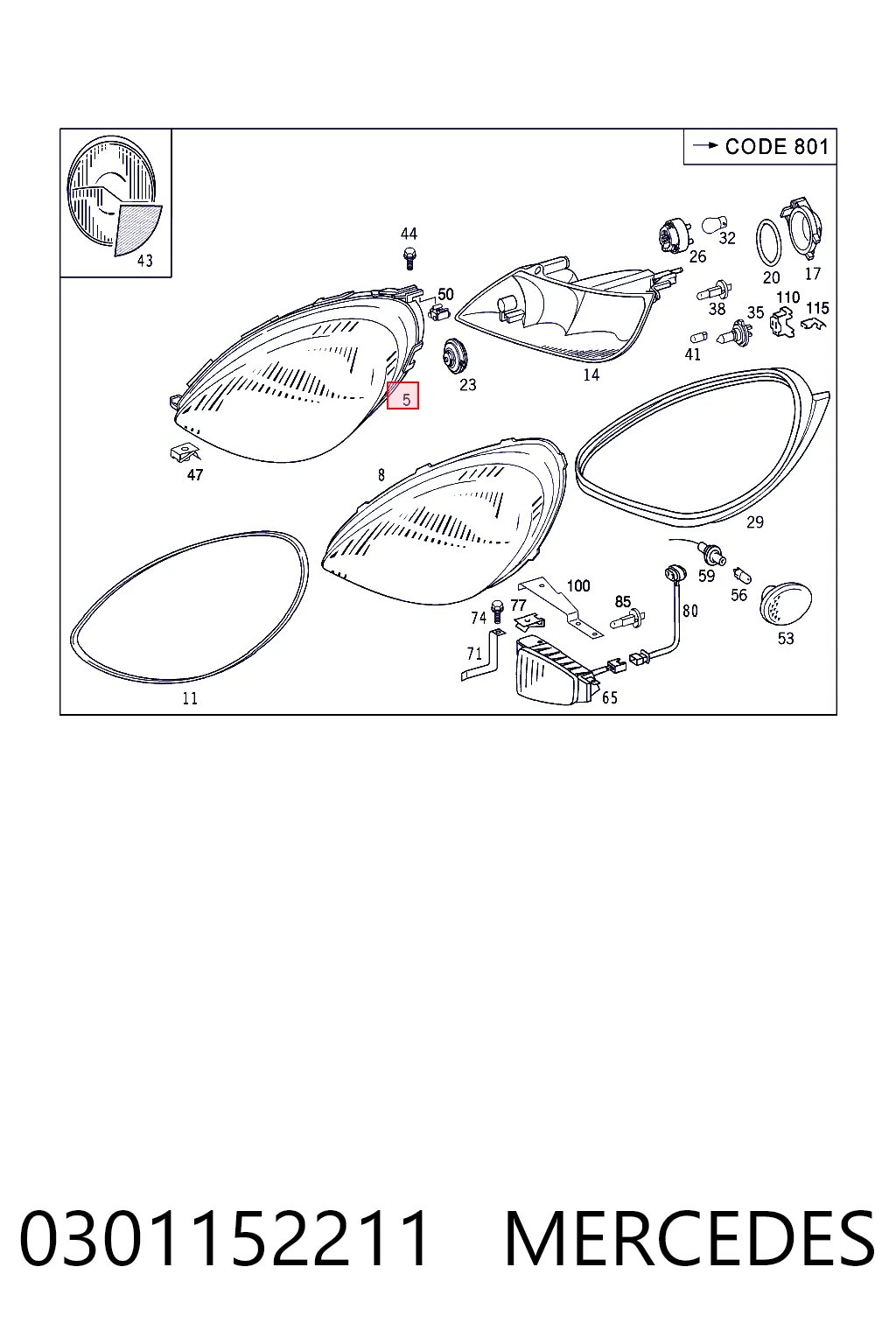 Luz esquerda para Mercedes A  W168
