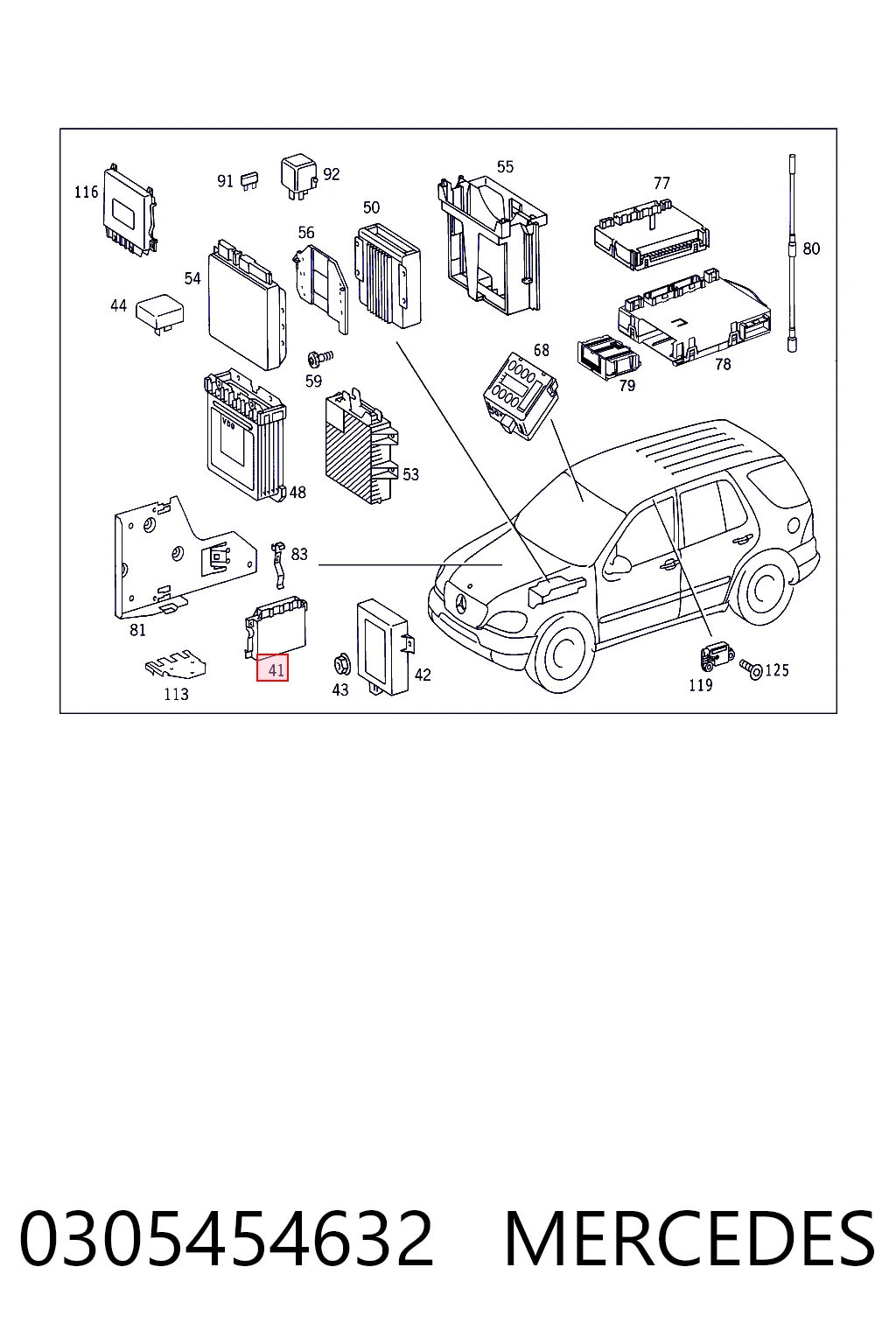 0305454632 Mercedes Regulador de revoluções de ventilador de esfriamento (unidade de controlo)