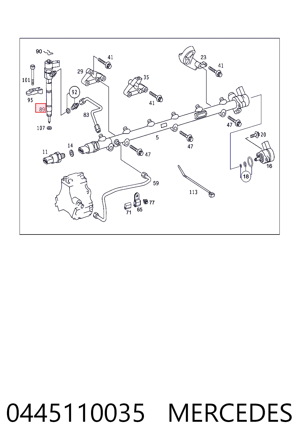 0445110035 Mercedes Injetor de injeção de combustível