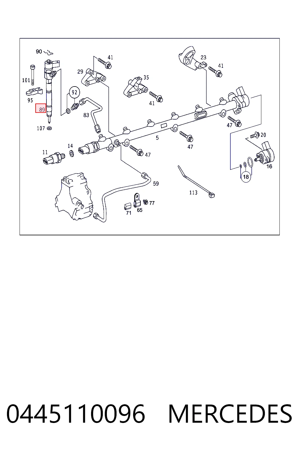 0445110096 Mercedes Injetor de injeção de combustível