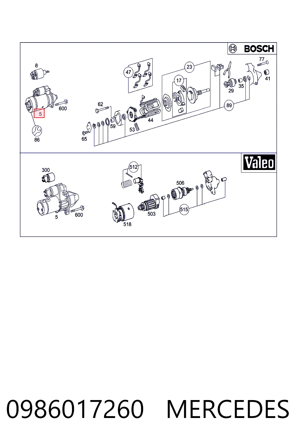 0986017260 Mercedes Motor de arranco