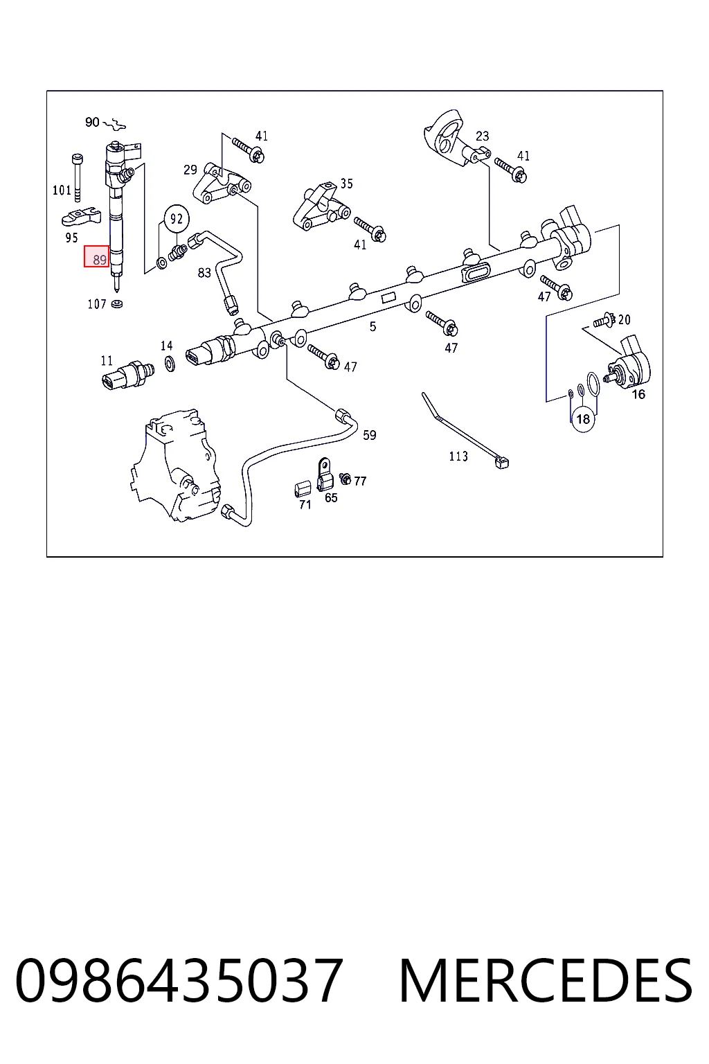 0986435037 Mercedes Injetor de injeção de combustível