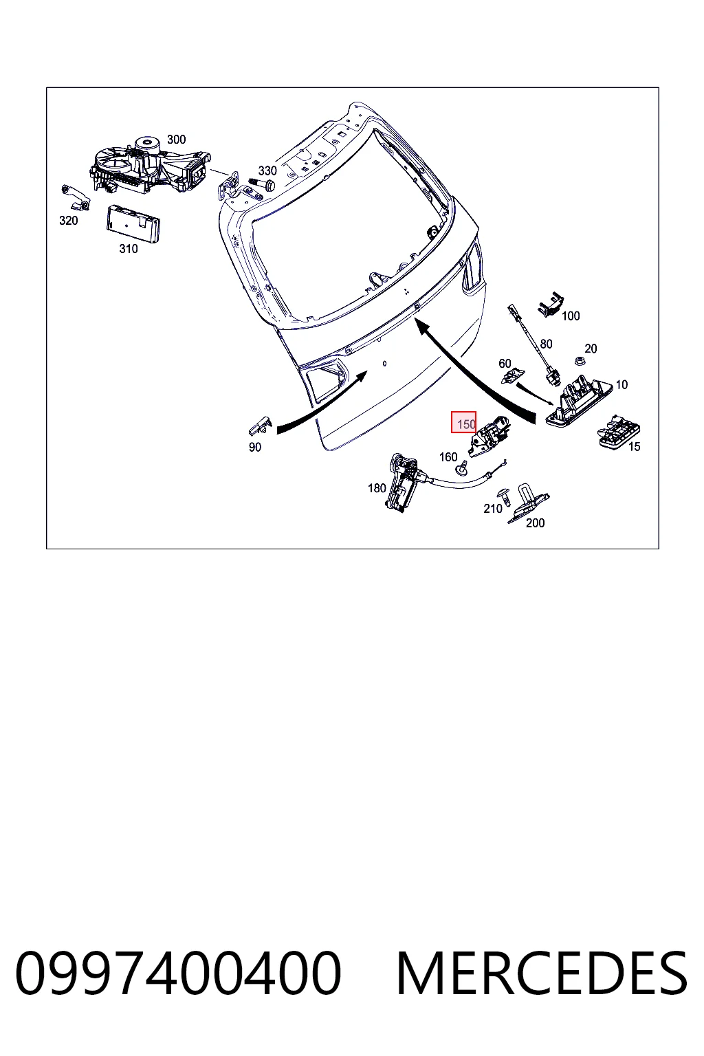 Fecho de tampa de porta-malas (de 3ª/5ª porta traseira) Mercedes A preço, a partir de 60,27 USD