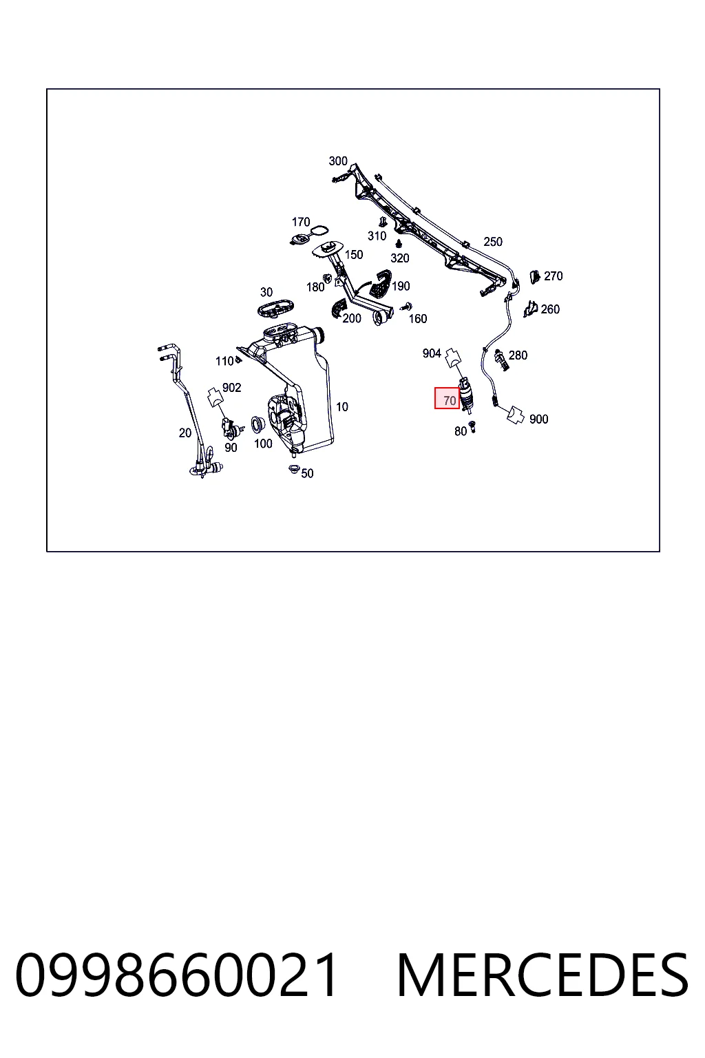 0998660021 Mercedes Bomba de motor de fluido para lavador de vidro dianteiro/traseiro