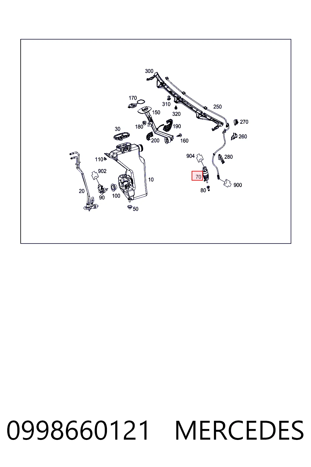 0998660121 Mercedes Bomba de motor de fluido para lavador de vidro dianteiro