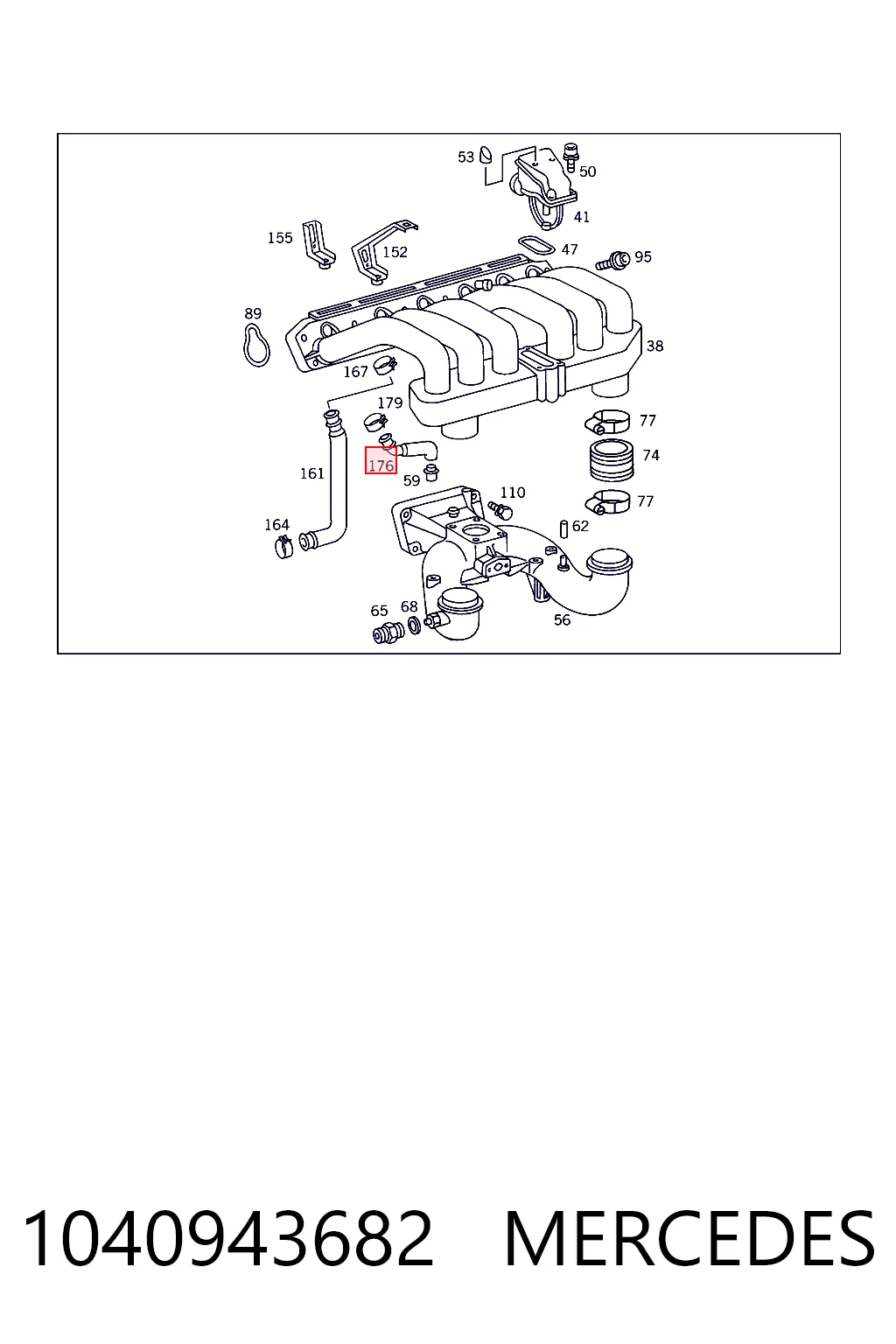 1040943682 Mercedes Cano derivado de ventilação de cárter (de separador de óleo)