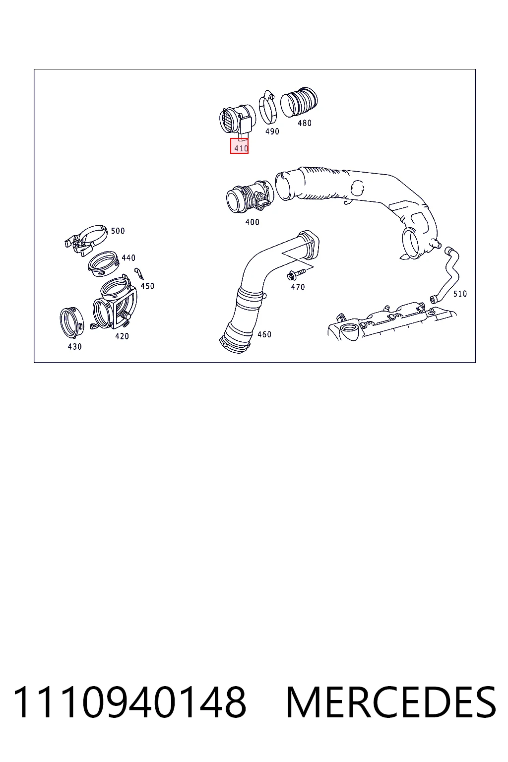 1110940148 Mercedes Sensor de fluxo (consumo) de ar, medidor de consumo M.A.F. - (Mass Airflow)