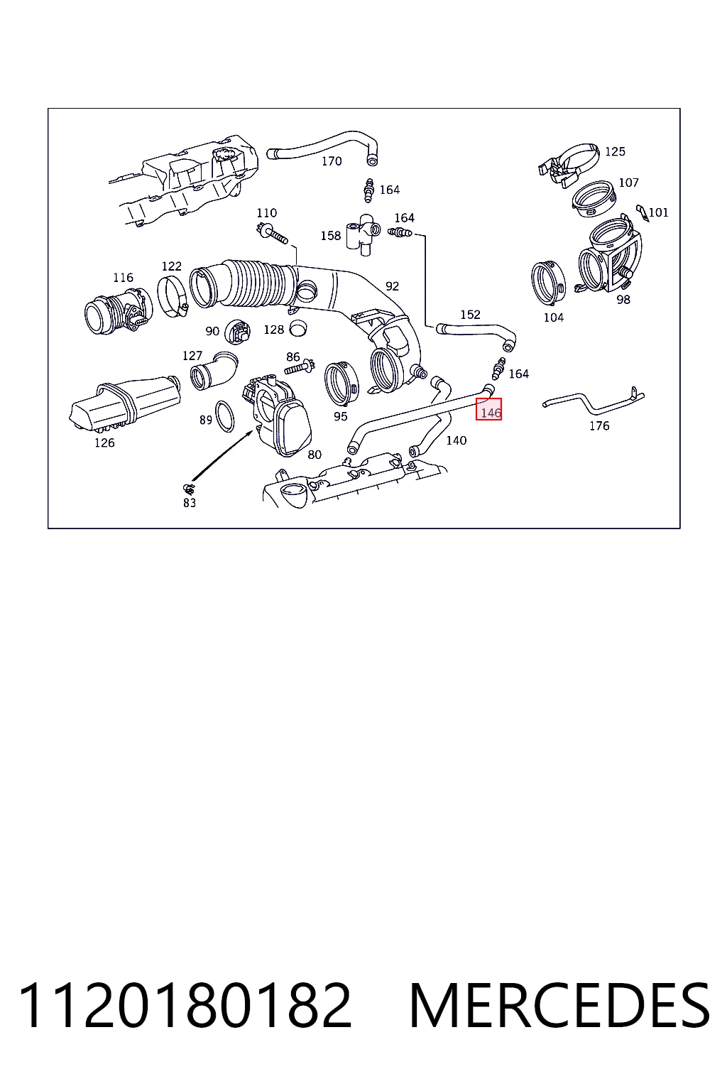 1120180182 Mercedes Cano derivado de ventilação de cárter (de separador de óleo)