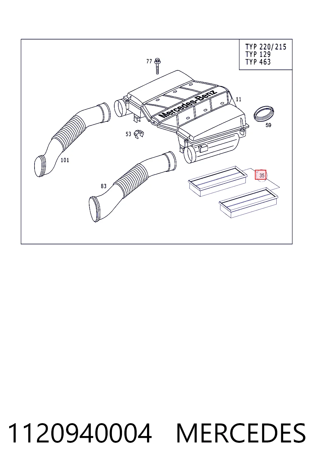 1120940004 Mercedes Filtro de ar