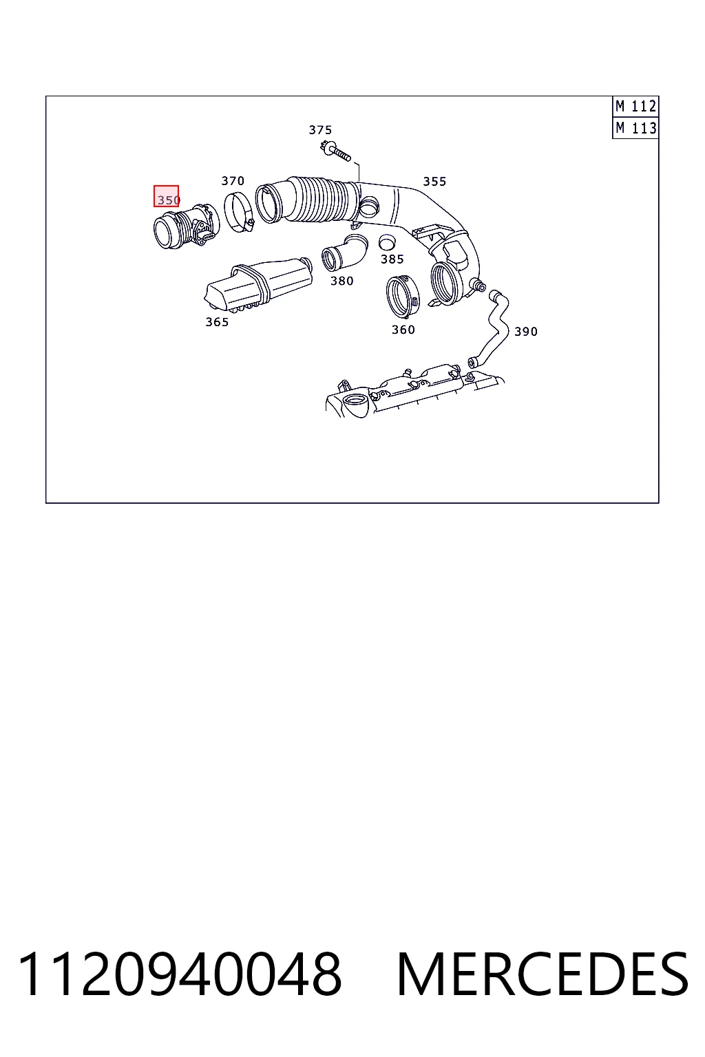 1120940048 Mercedes Sensor de fluxo (consumo) de ar, medidor de consumo M.A.F. - (Mass Airflow)