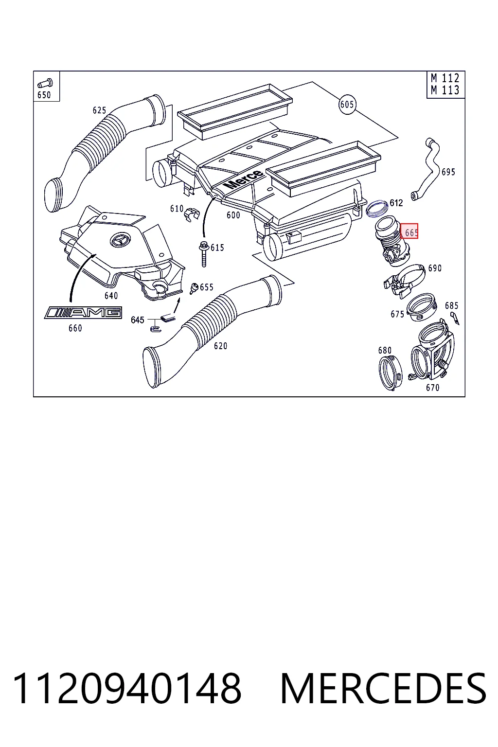 1120940148 Mercedes Sensor de fluxo (consumo) de ar, medidor de consumo M.A.F. - (Mass Airflow)