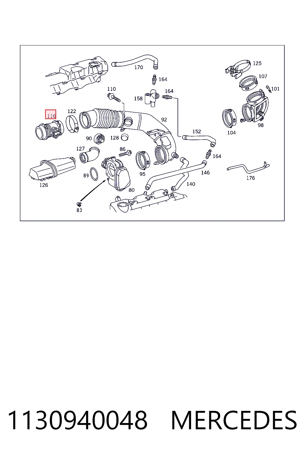 1130940048 Mercedes Sensor de fluxo (consumo) de ar, medidor de consumo M.A.F. - (Mass Airflow)