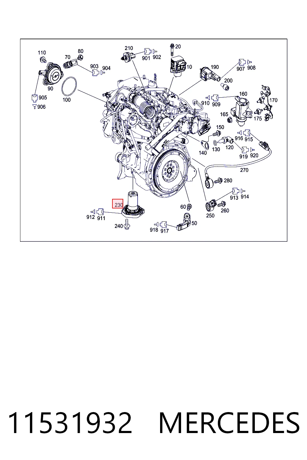 11531932 Mercedes Sensor do nível de óleo de motor