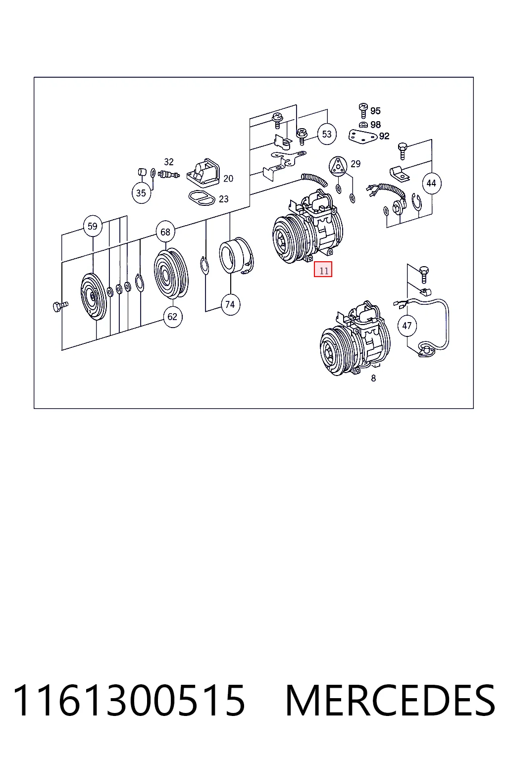 1161300515 Mercedes Compressor de aparelho de ar condicionado