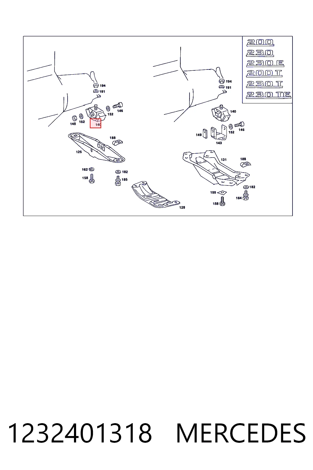 1232401318 Mercedes Coxim de transmissão (suporte da caixa de mudança)