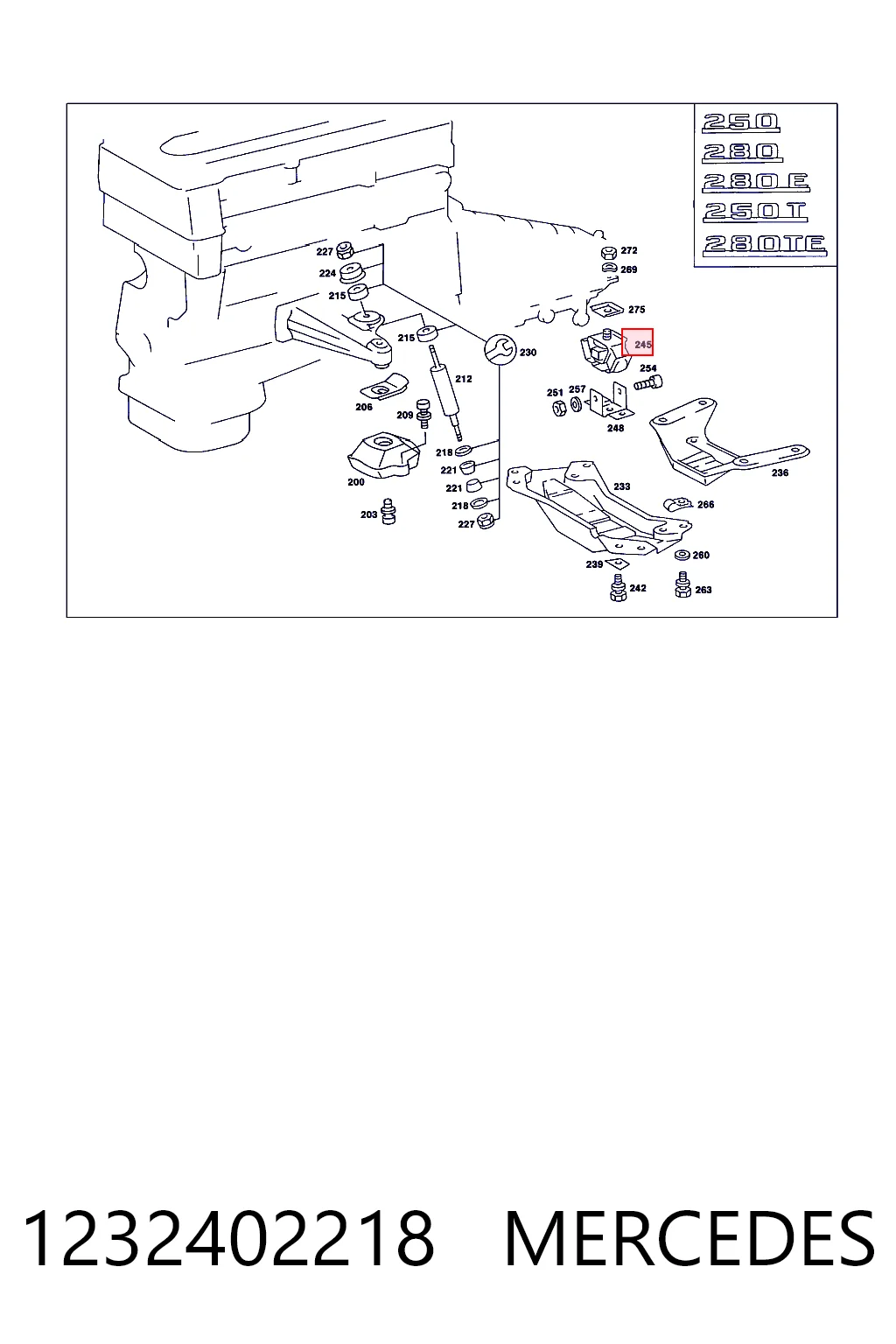 1232402218 Mercedes Coxim de transmissão (suporte da caixa de mudança)