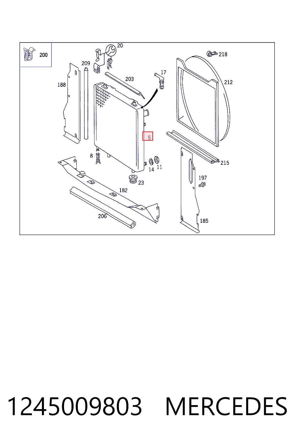 1245009803 Mercedes Radiador de esfriamento de motor