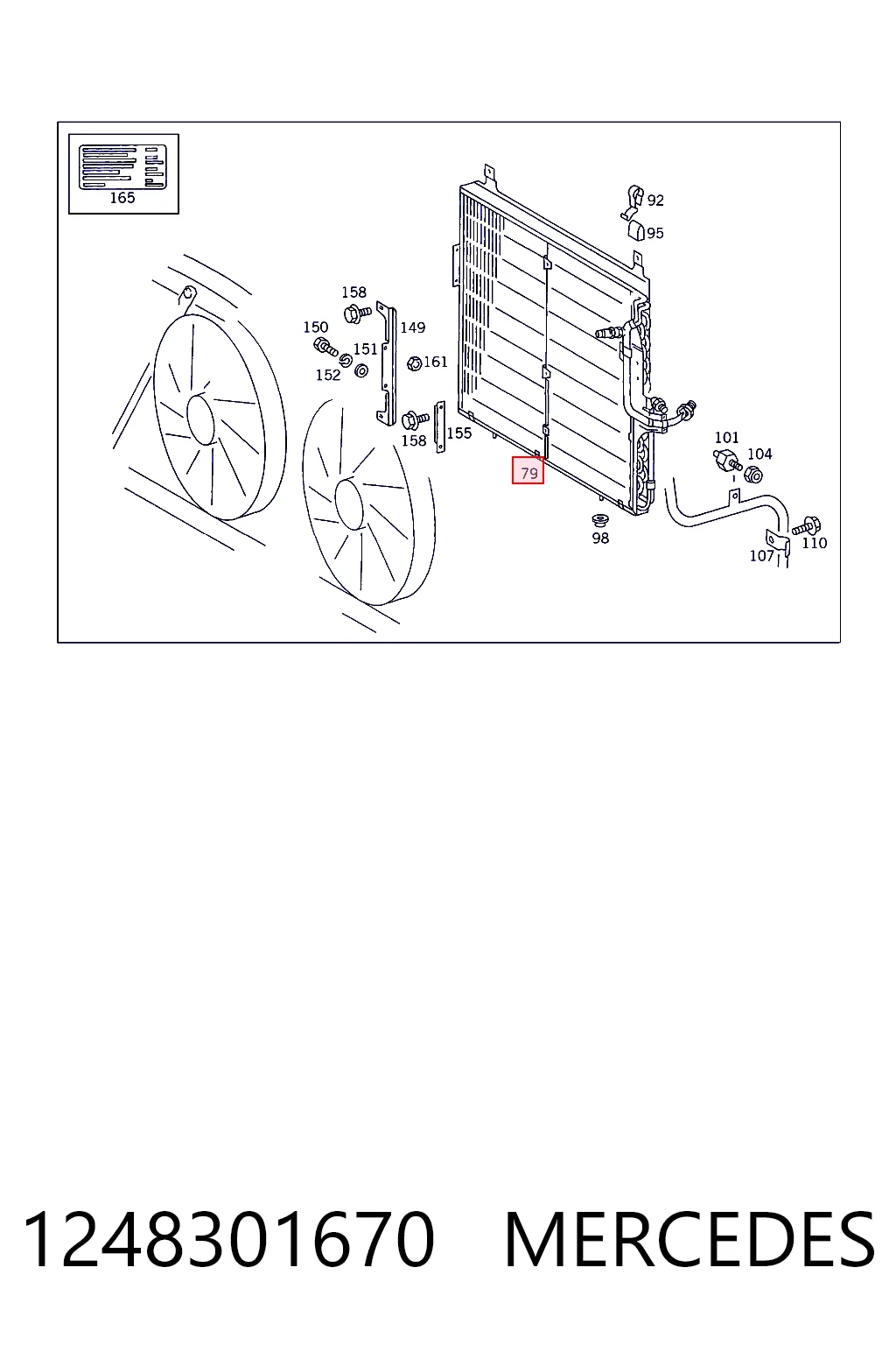 1248301670 Mercedes Radiador de aparelho de ar condicionado