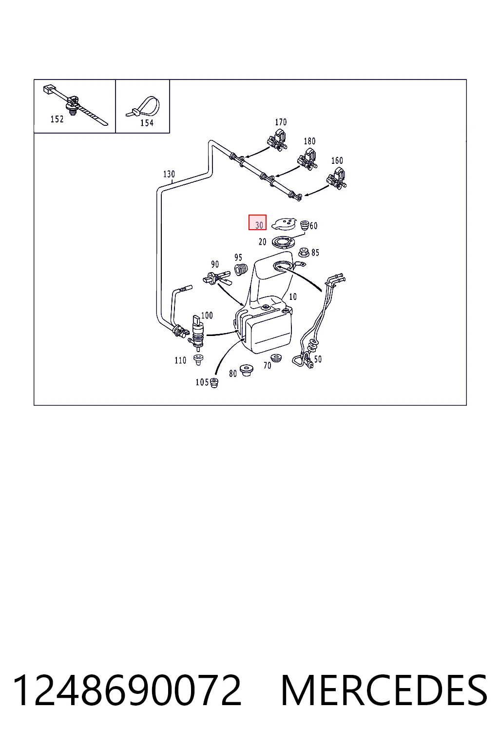 1248690072 Mercedes Tampa de tanque de fluido para lavador