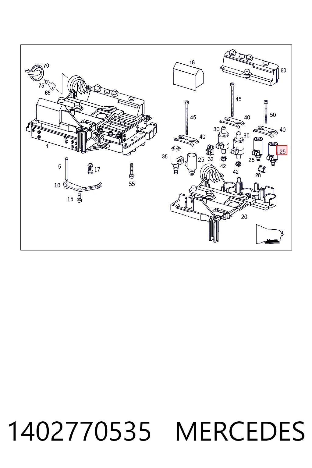1402770535 Mercedes Solenoide da Caixa Automática de Mudança