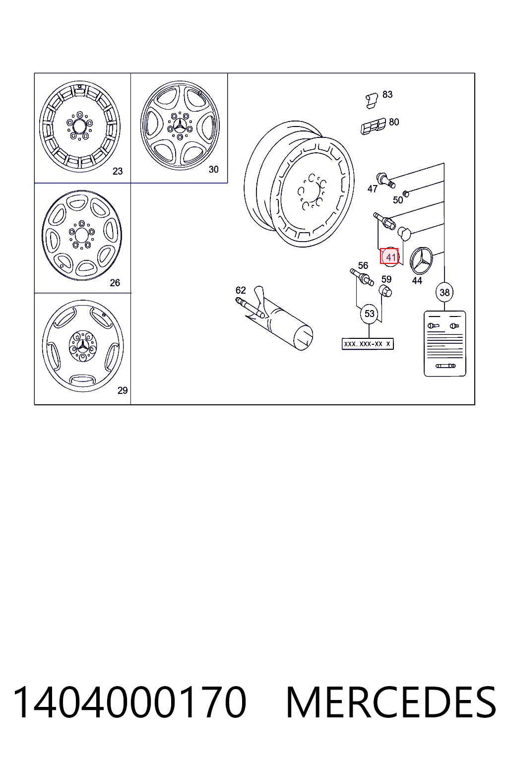 1404000170 Mercedes Parafuso de roda