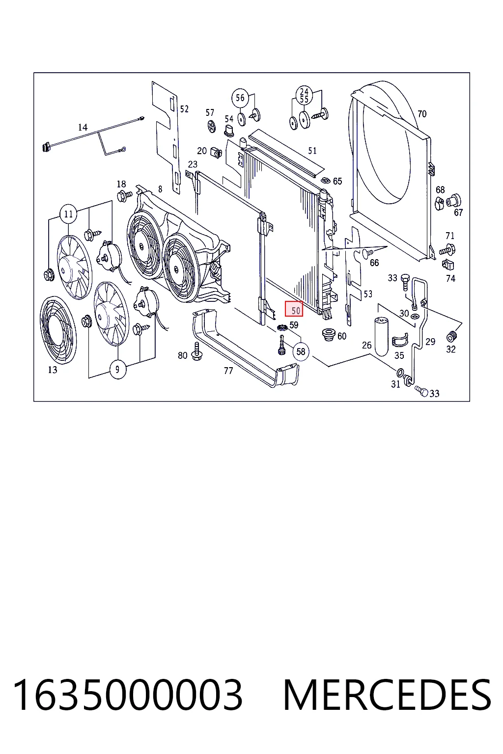 1635000003 Mercedes Radiador de esfriamento de motor