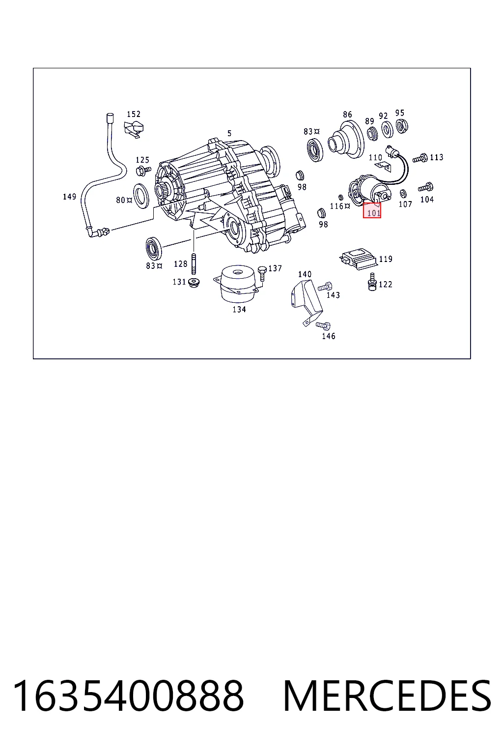1635400888 Mercedes Motor de controlo da caixa de transferência