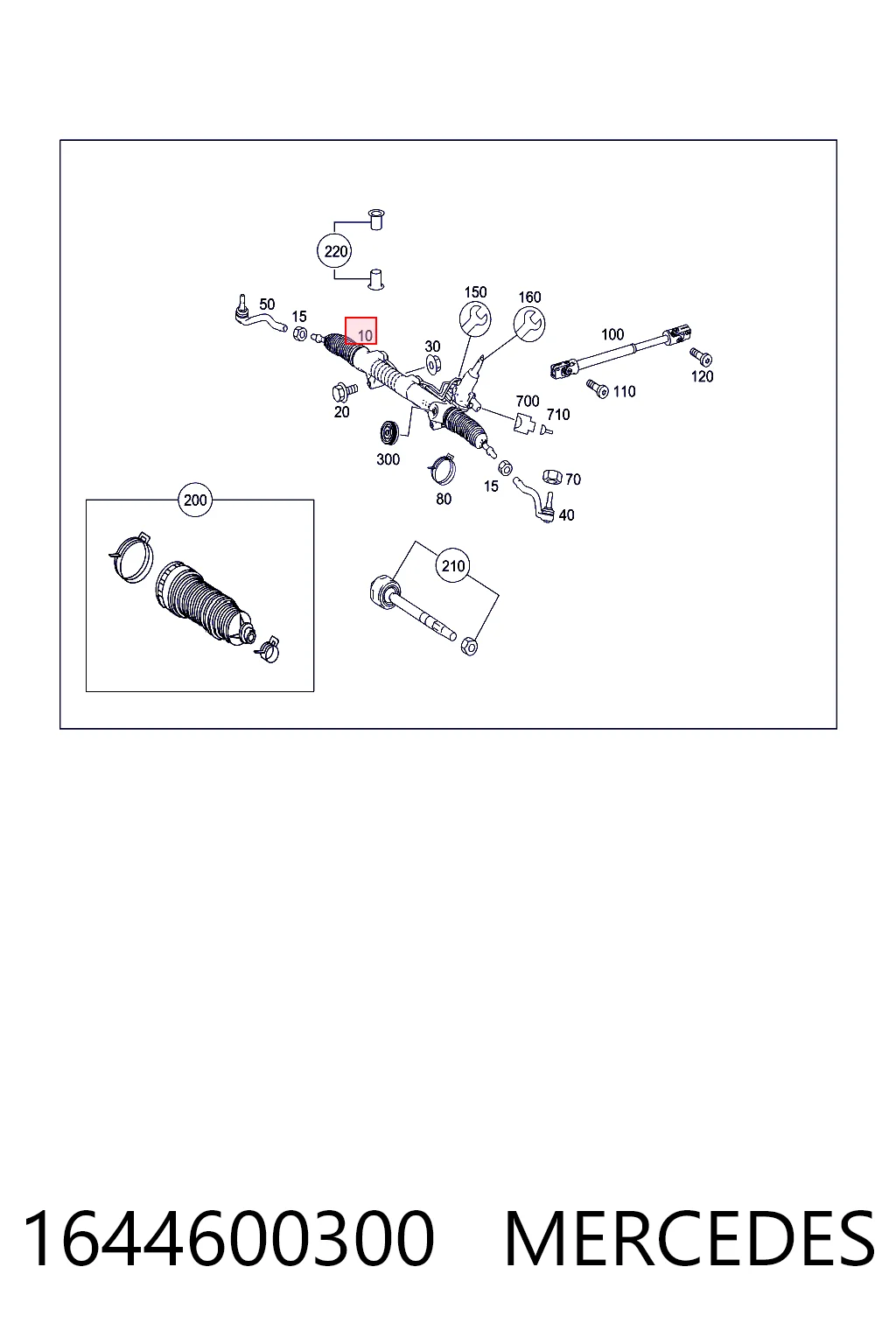1644600300 Mercedes Cremalheira da direção