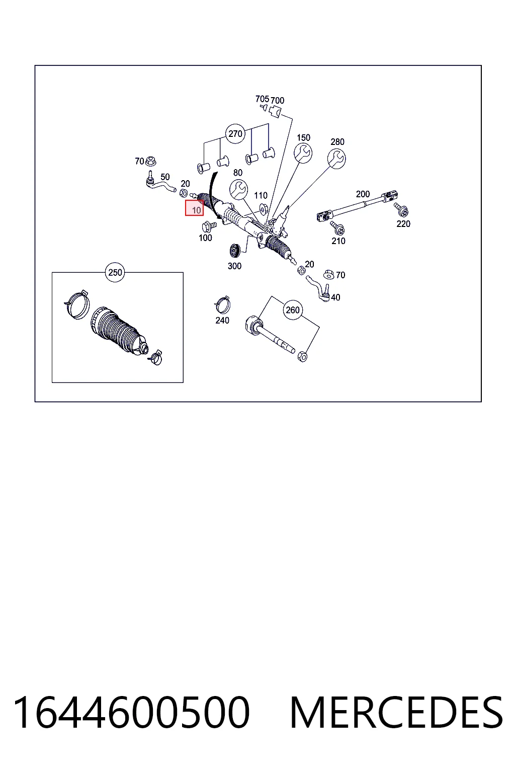 1644600500 Mercedes Cremalheira da direção