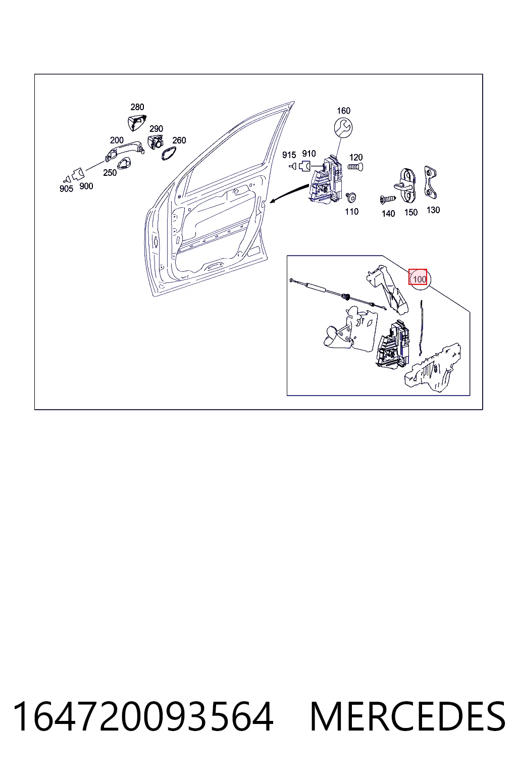 Fecho da porta dianteira esquerda para Mercedes GL  X164