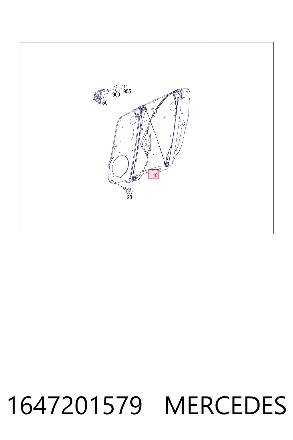 Mecanismo de acionamento de vidro da porta dianteira esquerda Mercedes ML/GLE  W164