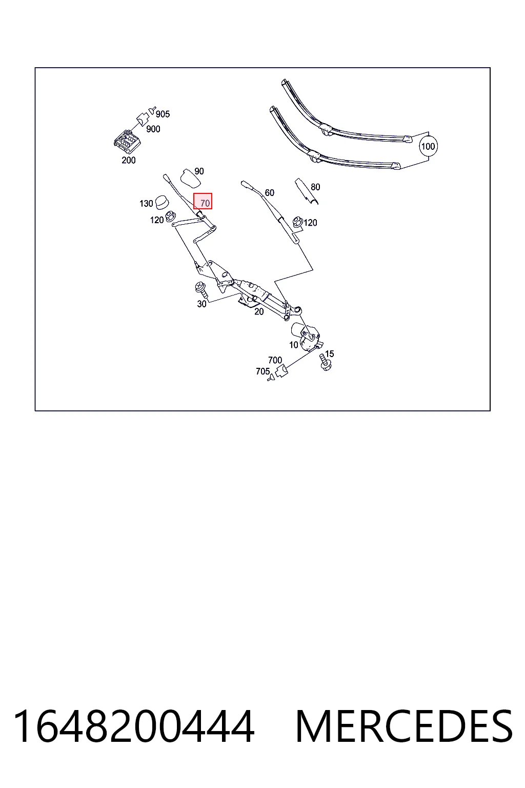 1648200444 Mercedes Braço de limpa-pára-brisas do pára-brisas